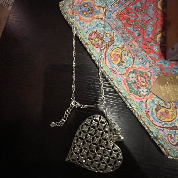 VINTAGE 2000S SILVER DIAMOND OVERSIZED HEART LOCK NECKLACE HIP HOP - Picture 2 of 5